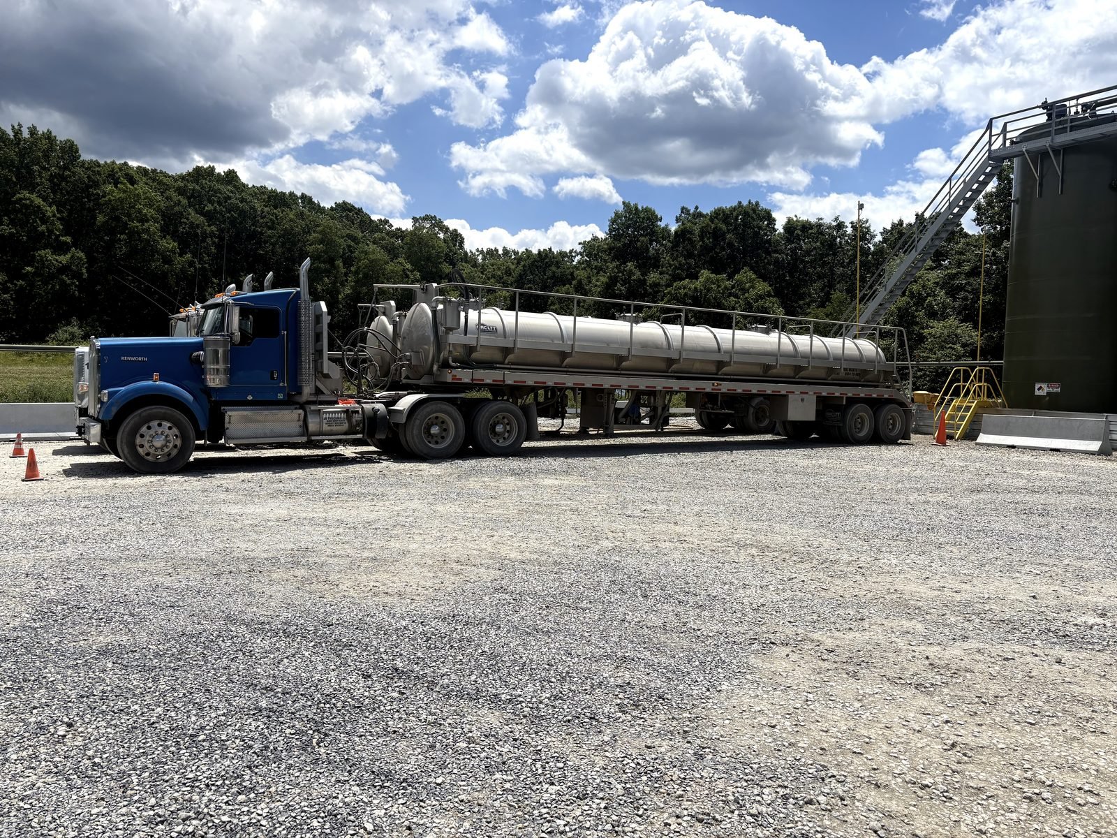 Galbraith vacuum tanker staged at a well pad
